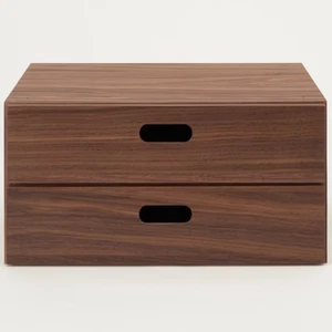 MUJI Stacking chest Half 2-Tier drawer Walnut veneer 37x28x18.5 cm 14x11x7.2 in - Picture 1 of 6