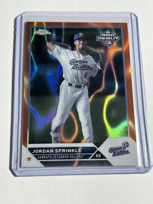 Jordan Sprinkle - Chrome Orange Lava Refractor #/25 - 2023 Topps Pro Debut - Image 1 of 3