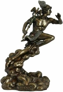 Statua Hermes Mercurio dio greco romano scultura finitura bronzo 8,27 pollici - Foto 1 di 1