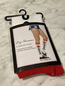 I ❤ Cocktails Knee High Ribbed Socks 80's Schoolgirl Cosplay Skater Girl Costume - Picture 1 of 6