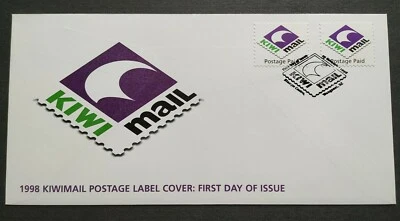 1998 New Zealand Kiwimail Postage Label 2v Stamps FDC - Image 1 of 2