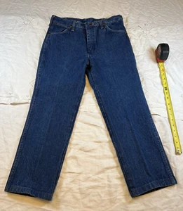 Jeans 32x30 vintage Western Wrangler 936 uomo blu dritto lavaggio scuro denim made in USA - Foto 1 di 19