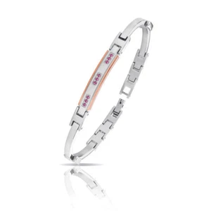 Pulsera Hombre De Acero 316L Con Acabados Rosados Y Rubíes De 0,16 Quilates - Imagen 1 de 1
