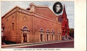 1909 University Church Of Christ Des Moines Iowa IA Postcard Rev Chas Medbury - Picture 1 of 2