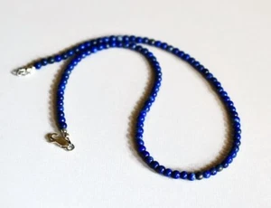 A++ Natural Lapis Lazuli Smooth Round 4-6MM Gemstone Beads Handmade Necklace 18" - Picture 1 of 9