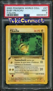 PSA 9 Pokemon Baby Pikachu Bumblebee Italian World Collection Promo Card #27 - Picture 1 of 2