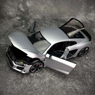 1/18 Audi R8 Coupe 2021 open close diecast model by Kengfai Metallic SIlver - Image 1 of 4