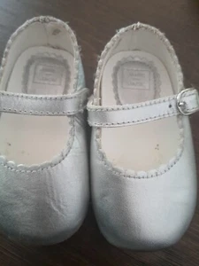 Janie And Jack silver Flat MaryJane Shoes Baby Girls Size 3 Christmas Holidays - Picture 1 of 4