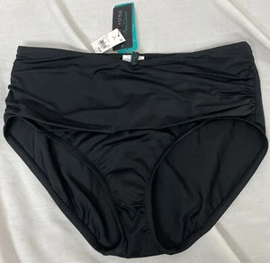 Women's Shirred Bikini Bottom - Aqua Green® Black L - Picture 1 of 5
