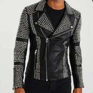 Handmade Men Black Studded Style Fashion Leather Jacket - Picture 1 of 3