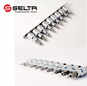 Selta Taiwan S2 9pc 1/2” Dr Torx Star Tamperproof Socket Bits with Hole:TP20-60 - Picture 1 of 3
