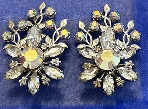 Bling!!! Vintage Sparkling Judy Lee Ear Climber Clip Earrings Signed - Picture 1 of 6
