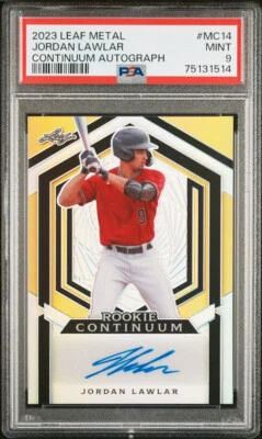 2023 Leaf Metal Rookie Continuum GOLD JORDAN LAWLAR RC AUTO # /78 PSA 9 MINT - Image 1 of 4