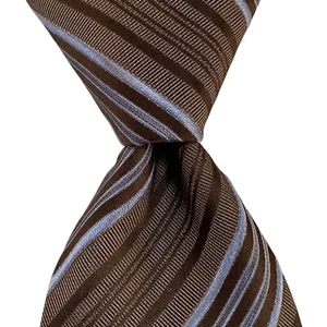 ERMENEGILDO ZEGNA Men's 100% Silk Necktie ITALY Designer STRIPED Brown/Blue GUC - Picture 1 of 3