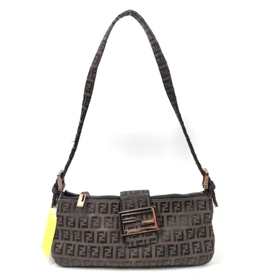 FENDI Mamma Baguette Zucchino Shoulde Bag Canvas Black - Image 1 of 4