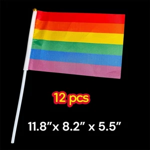 12pcs RAINBOW Gay Pride Mini Stick Flags - LGBTQ - Picture 1 of 1