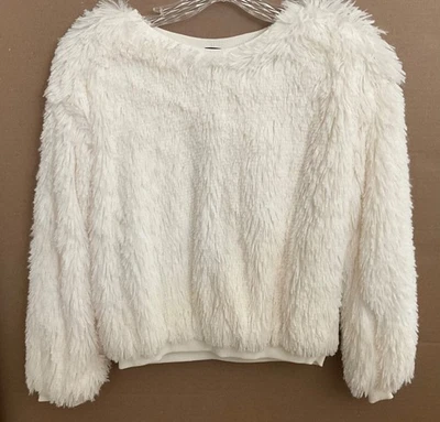 ART CLASS GIRLS sz. 10-12 Faux Fur Long Sleeve Top 100% Polyester Off White NWOT - Image 1 of 2