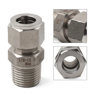 Rohrkompressionsverschraubung 1/2 NPT Außengewinde xФ1/2 Rohr-AD Doppelklemmring - Bild 1 von 12