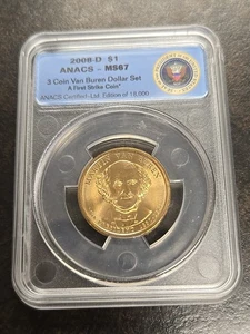 2008 D Martin Van Buren Presidential Dollar ANACS MS67 MS 67 - Picture 1 of 4