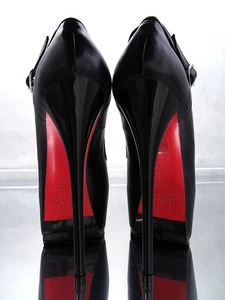 1969 Hecho en Italia Tacones Altos Estilo DS Plataforma Cuero Bombas Negro 36 - Imagen 1 de 12