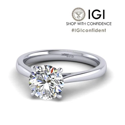 IGI 1.00Ct E/VS Lab-Grown Round Diamond Solitaire Ring In Platinum (950) - Image 1 of 4
