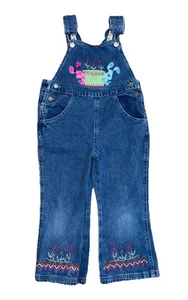 Vintage Blues Clues Embroidered Denim Overalls Bibs Blue Magenta Size 4 - Picture 1 of 16
