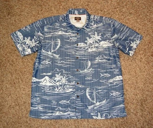 Quicksilver Waterman Collection Men's Hawaiian Shirt Size XL Short Sleeve Button - Picture 1 of 7