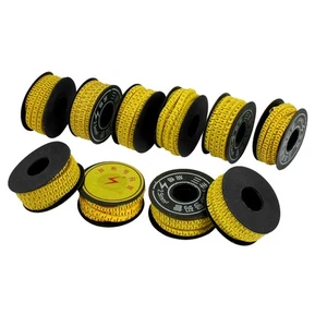 10 rotoli giallo in PVC numero 0-9 stampa 2,5 mm 2 cavo segnacavi - Afbeelding 1 van 1