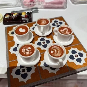 5set 1/6 Scale Dollhouse Drink Miniatures Cappuccino Coffee Cup Saucer - Picture 1 of 2