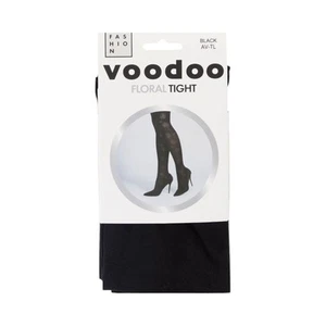 10 x Womens Voodoo Floral Tights Black Stockings - Picture 1 of 2