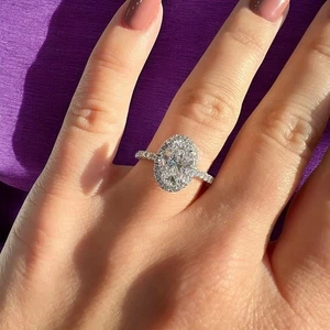 2.40 CT Oval Cut IGI Lab Grown Certified Diamond Wedding Ring 14K White Gold - Picture 1 of 10