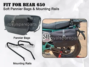 "Soft Pannier Bags With Mounting Rails Black" For Royal Enfield Bear 650 - Imagen 1 de 13