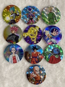 Lot of 10 HOLOGRAPHIC TAZOS DRAGON BALL SUPER SABRITAS Mexico RARE