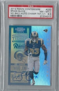 2012 Playoff Contenders Brian Quick AUTO RC CHAMP TICKET REAL #1/1 PSA 8.5 WASH - Picture 1 of 1