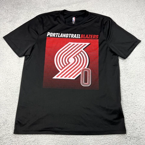 Portland Trail Blazers Damian Lillard 0 Shirt Large Black NBA Graphic Logo Mens Cover