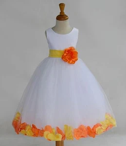 WHITE FLOWER GIRL DRESS CHRISTMAS PAGEANT PARTY MIX COLOR S M 2 4 6 8 10 12 14 - Picture 1 of 19