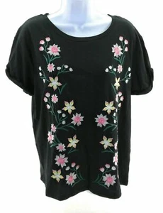 Sol & Luna Womens Black Floral Top Size Medium - Picture 1 of 12