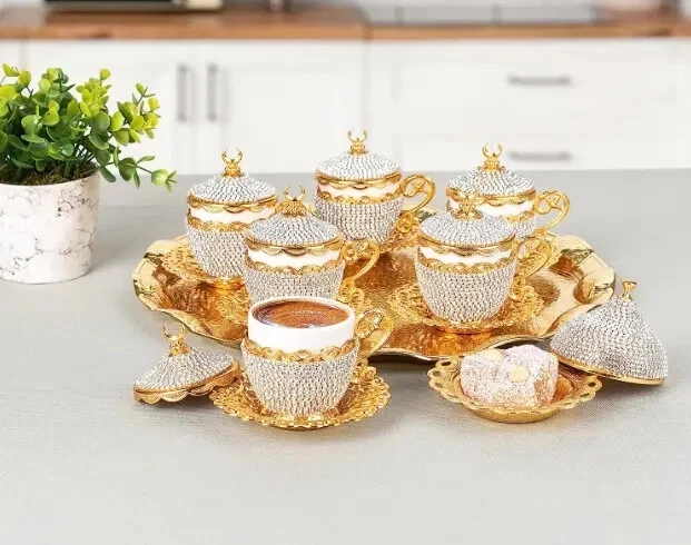 Juego de 27 piezas de platillo de taza de café espresso turco griego árabe (Gelincik) Foto 1 de 4