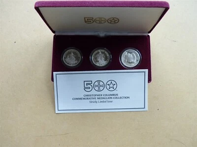 1992 SET 3 MEDAILLION COLLECTION CHRISTOPHER COLUMBUS pure .999 SHIP DISCOVERY   - Image 1 of 4