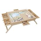 Wooden Folding Puzzle Table with 6 Sliding Drawers and Puzzle Cover, 26"x 34", 