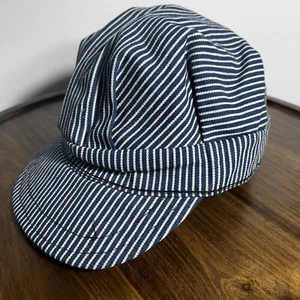 Vintage Train Conductor Hat Cap Boys Small Fitted Striped Engineer RailRoad USA - Picture 1 of 10