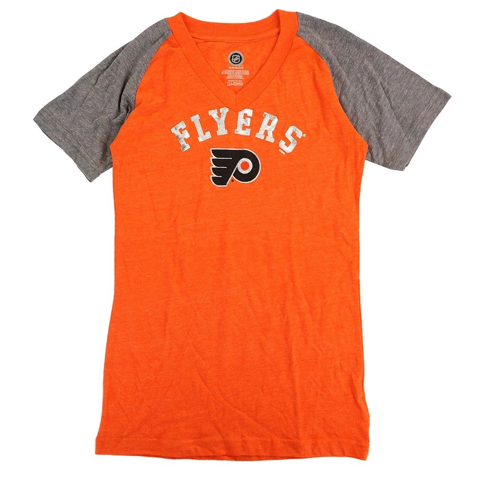 Philadelphia Flyers NHL Girls Orange Triblend Heathered V-Neck T-Shirt - Image 1 of 1