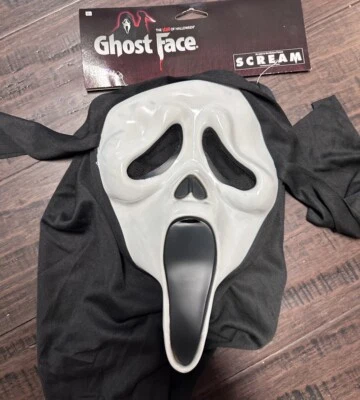 Ghost Face Halloween Scream Mask With Shroud Scream Fun World Classic Official - Image 1 of 4