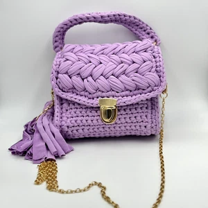 Cartera de malvavisco de ganchillo hecha a mano - lila - Imagen 1 de 4