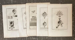Fünf Set antike römische Lampengravuren aus dem 18. Jahrhundert 1762 - Bild 1 von 6