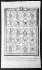 1783 Edward Barnard Antique Print The Kings Seals William Conquer to Edward II