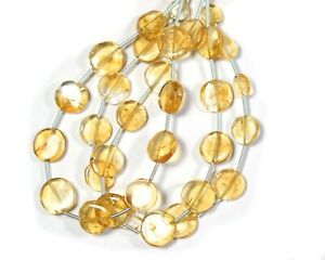 Natural AAA+ Beautiful Citrine Smooth Coin Shape Loose Beads 6.5" Jewelry Making