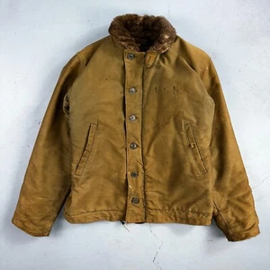 VTG WWII US NAVY USN N1 Deck Jacket Sz 38 Alpaca Stencil Work Coat Rare WW2 - Picture 1 of 24