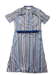 Vintage 60s Mini Dress Striped Womens M Belted - Picture 1 of 9