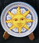 Vintage Hand Painted Sun w/ Face Art Pottery Display Decor Hanging 9" Plate